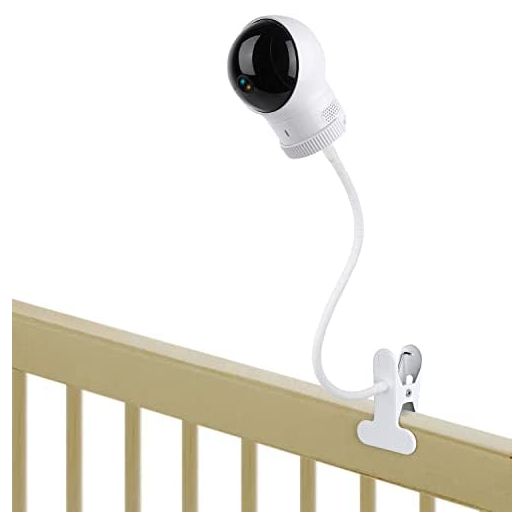 Clip Mount for Eufy Baby Monitor Camera, Flexible Gooseneck Baby Monitor Holder for Crib Without Tools or Wall Damage - White