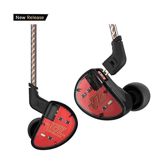KZ AS10 Five-Driver Stereo High Fidelity in-Ear Musicians’ Monitors with Removable Braided Audio Cable (Black Without Mic)