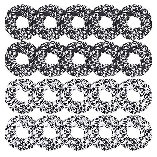 20 Pieces Soccer Hair Scrunchies Soccer Sport Hair Ties Soccer Elastic Silk Satin Scrunchies Soccer Hair Accessories Soccer Scrunchies for Girls, Women, Player Team (White, Black)