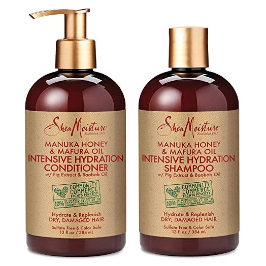 Shea Moisture Shampoo and Conditioner Set, Manuka Honey & Yogurt Intensive Hydration to Hydrate + Replenish Dry, Vitamin C, Sulfate Free & Hair Color Safe, Deep Conditioning, 13 Fl Oz Ea