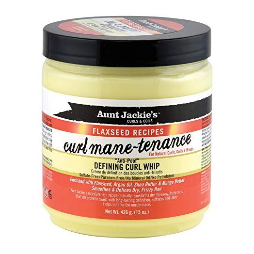 Aunt Jackie's Flaxseed Recipes Curl Mane-Tenance Anti-Poof Defining Curl Whip, Smoothes and Defines Dry, Frizzy Hair for Natural Curls, 15 oz