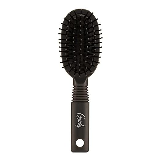Goody Mini Cushion Hair Brush - Oval Travel Hairbrush for All Hair Types, Tangles Knots With Ease Without Tears or Breakage - Pain-Free Hair Accessories for Women, Men, Boys, and Girls