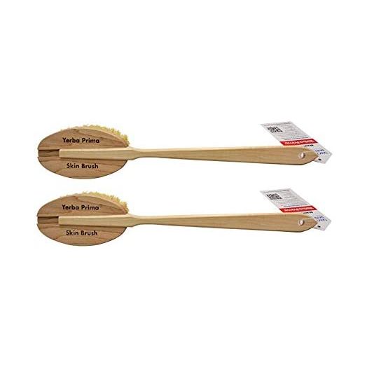 Yerba Prima Tampico Skin Brush (Pack of 2) - Natural Vegetable Fiber Bristles for Dry Skin Brushing