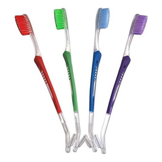 Orthodontic Toothbrush (Set of 4) V-Trim Double-Ended Brush with Interproximal Head for Cleaning Ortho Braces