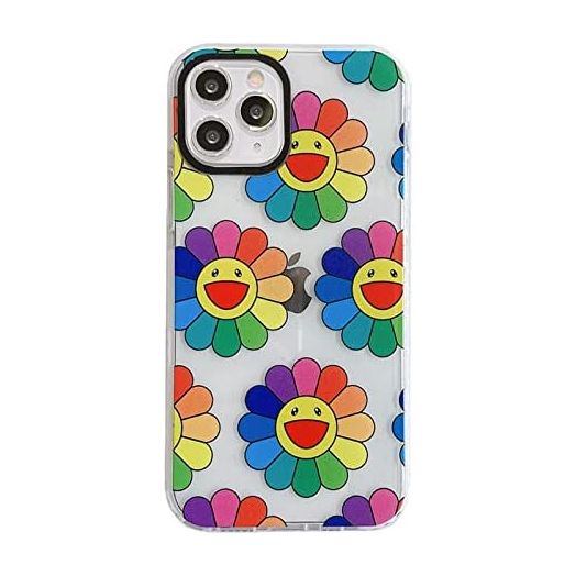KWOLYKIM Colorful Smile Face Sunflower Floral Flower Pattern for iPhone 11 Pro Case Cute Rainbow Sunflowers for iPhone 11 Pro 5.8'' Clear TPU Fashion Shockproof Protective Case for Girls Boys