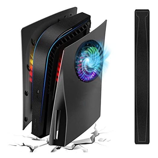 PS5 Plates with Vent, Shockproof PS5 Black Plates with PS5 Middle Skin, Hard ABS PS5 Replacement Shell Plates Anti-Scratch PS5 Console Cover PS5 Plates for PS5 Console Disc Edition - Matte Black