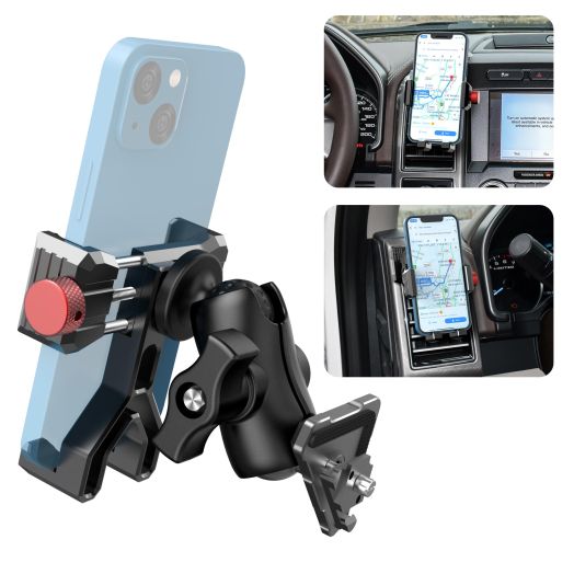 Aluminum Phone Mount for Ford F-150 2015-2020, Expedition 2018-2021, Super Duty 2017-2021, F150 Vent Cell Phone Holder with 360° Rotation Ball Head Adapter Compatible with iPhone & Android