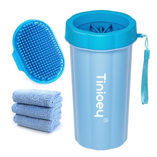 Dog Paw Cleaner for Large Dogs (with 3 Towels & Dog Bath Brush), Dog Paw Washer, Muddy Paw Cleaner, Pet Foot Cleaner