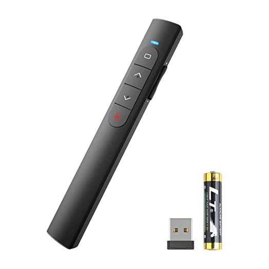 Presentation Clicker Wireless Presenter Remote, PowerPoint Clicker Computer Clicker with Red Light, Clickers for PowerPoint Presentations Slide Advancer with Volume Control for Mac/Laptop/Computer