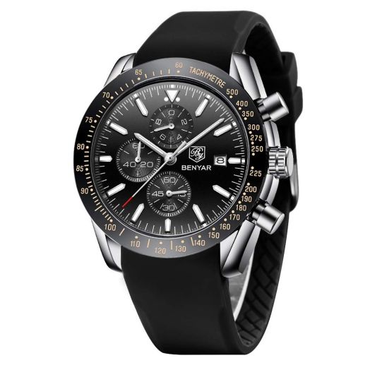 Men's Watches BENAYR Chronograph Analog Quartz Waterproof Sports Watches Rubber Strap Business Wrist Watches for Men …