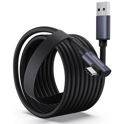 Amavasion Link Cable 16FT Compatible with Oculus/Meta Quest 2/3/Pro Accessories and PC/Steam VR,High Speed PC Data Transfer USB 3.0 to USB C Cable for VR Headset and Gaming PC(Black 16FT)