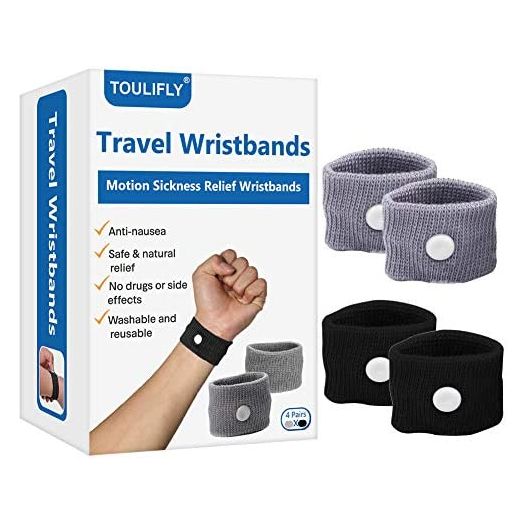 Travel Wristbands,Travel Motion Sickness Relief Wrist Band,Natural Nausea Relief (Grey+Black)