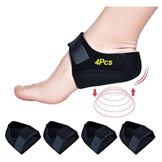 Plantar Fasciitis Heel Cups, Heel Cups for Heel Pain(4PCS), Heel Protectors for Plantar Fasciitis Relief, Adjustable Heel Pads for Heel Pain Relief, Achilles Tendinitis, Heel Spur (Black, L Size)