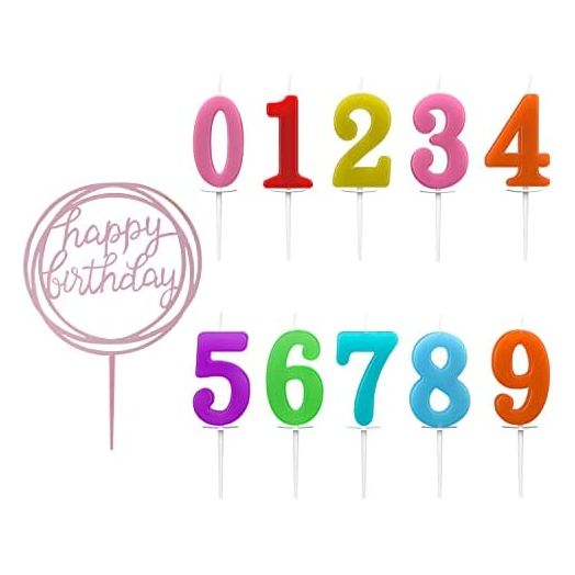 IBLESSU 10-Pieces Number Birthday Candles, Happypper Decoration