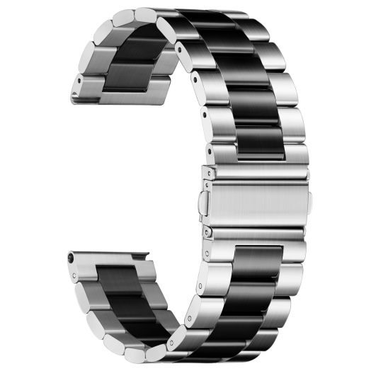 Nelumbo Quick Release Metal Chain Watch Bands,22MM Solid Stainless Steel Business Bracelet Strap for Samsung Gear S3/Galaxy Watch 46mm(2019)/Galaxy Watch 3 45mm (Silver Black, 22)