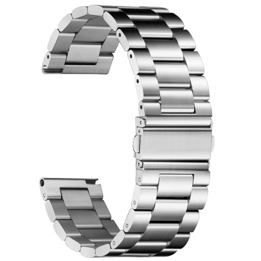 Nelumbo Watch Band, 20MM Compatible with Samsung Galaxy Watch 6 5 4 Band Classic 40mm 44mm 42mm 46mm 43mm 47mm 45mm, Metal Business Band Solid Stainless Steel for Active2/1 Women Men (Silver, 20)