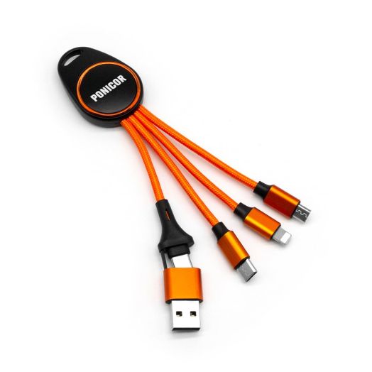 5 in 1 Multi Charging Cable, Short Universal USB Keychain Cable for Travel, Portable Nylon Braided Charging Cord with Type C/Micro USB/iOS Port Connector