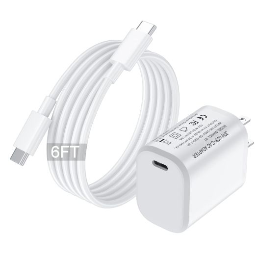 30W USB C Charger Block Fast Charging For Google Pixel 8 7 6 5 8 7a 6a 5a Pro Iphone 15/15 Pro/15 Pro Max,Samsung Galaxy S23/S22/S21 Note 20 30W PD Power Adapter Wall Charger Box+6ft Type C to C Cable
