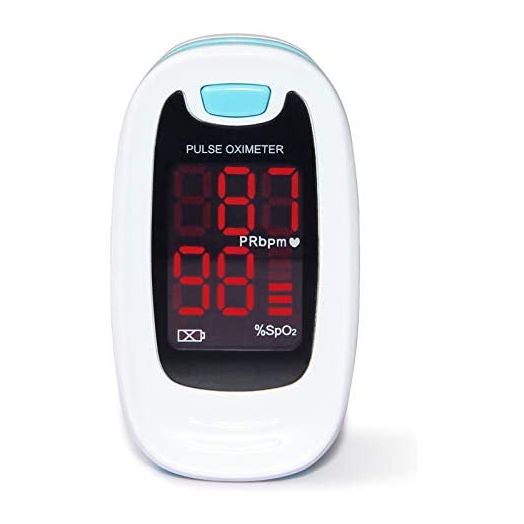 CONTEC CMS50M Fingertip Pulse Oximeter Blood Oxygen Saturation Monitor with Lanyard Blue White Color