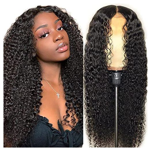 Hechirun Curly Lace Front Wigs Human Hair Pre Plucked 180% Density Human Hair Wigs for Black Women 4x4 HD Transparent Lace Front Wigs 9A Brazilian Human Hair with Baby Hair (18 inch Natural Black)