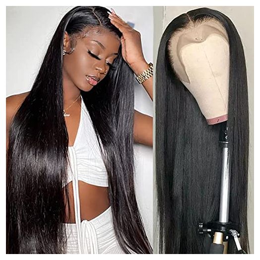 Queen Story 13x4 Lace Front Wigs Human Hair Pre Plucked with Baby Hair 180% Density Brazilian Straight Human Hair Wigs for Black Women 9A Glueless Lace Frontal Wigs Natural Color (20inch, Natural Color)
