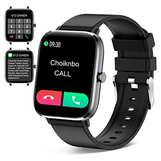 Smart Watch, Smart Fitness Tracker Watches Android iOS Phones Compatible, IP67 Waterproof with Bluetooth Answer/Make Call/Text Message/Sleep/Heart Rate/Blood Oxygen Smartwatch for Men Women