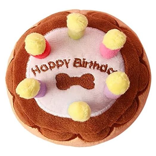 Dog Birthday Cake Toy Plush Candle Birthday Cake Toy Squeaker Chew Dog Toy for Dogs