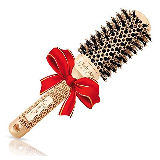 Boars Round Hairbrush for Blow Drying, Straightening, Styling, Curling Shoulder Length, Normal or Coarse Hair, Medium Ceramic Thermal Roller (1.7" Barrel, 2.8" with Bristles)