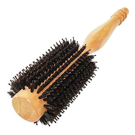 Wood Round hairbrush with High-Density Boar Bristle for Blow Drying, Straightening, Styling Fine or Thin Hair at Shoulder Length, Medium 1.2" Diameter Roller, 2.4" with Bristles