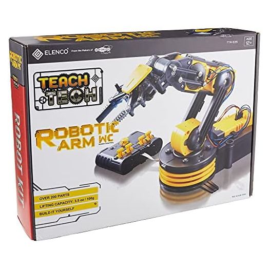 Elenco Teach Tech “Robotic Arm Wire Controlled”, Robotic Arm Kit, STEM Building Toys for Kids 12+