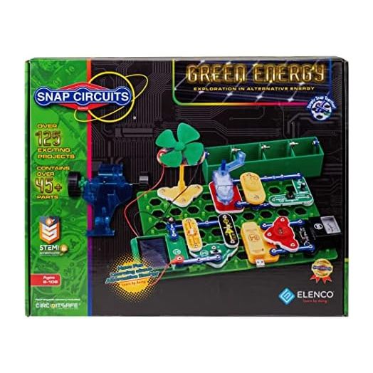 Snap Circuits Green Energy Electronics Exploration Kit | Over 125 Exciting STEM Projects | Full Color Project Manual | 45+ Snap Circuits Parts | STEM Educational Toys for Kids 8+