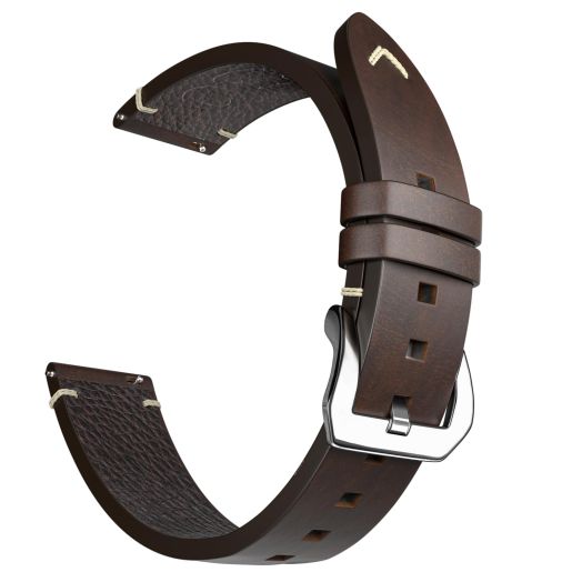 RBIPO Leather Watch Band, Quick Release Oil Wax Leather Watch Strap, with Stainless Steel Buckle Vintage Watch Band 20mm 22m 24mm Crazy Horse Leather Replacement Watch Band for Men and Women