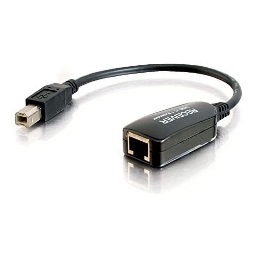 C2G USB Extender, Dongle, USB 1.1 over Cat5, SuperBooster Extender, RJ45 Female to USB B Male Receiver, Black, Cables to Go 29353