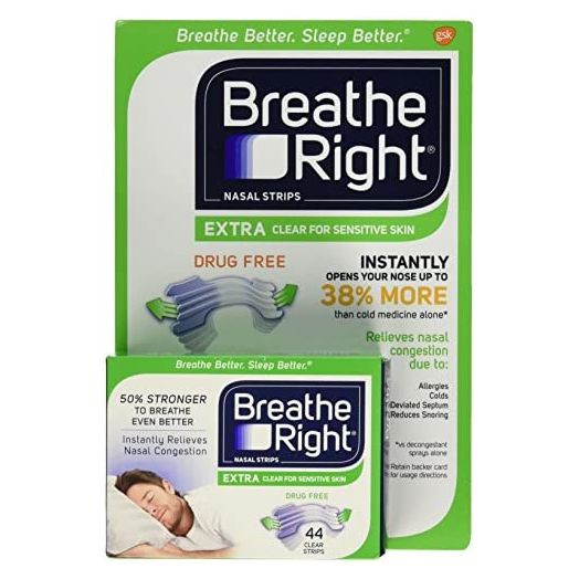 Breathe Right Extra Clear Nasal Strips Drug Free Sensitive (72 Extra Clear Strips (Sensitive Skin))