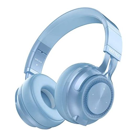 REETEC Wireless Bluetooth Headphones Over-Ear - [40 Hrs Playing Time, Soft Protein Earpads] Foldable HiFi Stereo Wireless Headphones with Microphone, Deep Bass Headset for Phone, PC, iPad - Blue