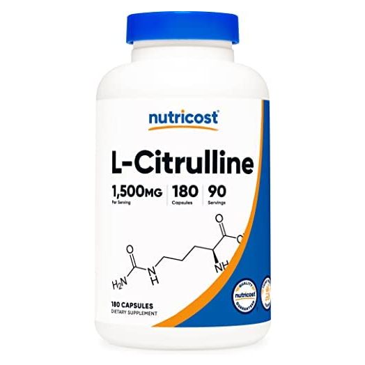 Nutricost L-Citrulline 750mg, 180 Capsules, 1500mg Per Serv, Gluten Free