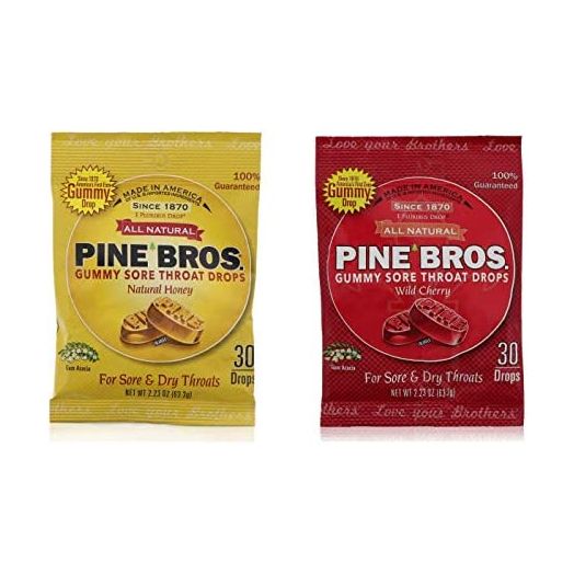 Pine Bros. Bundle-Two Flavors Softish Throat Drops, Natural Honey 30 Ct / Wild Cherry 30 Ct
