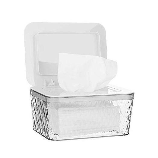 Jitnetiy Wipes Holders, Large Capacity Wipes Dispenser Box Wipes Case Dustproof Wipes Box with Lid Keep Diaper Wipes Fresh (White)