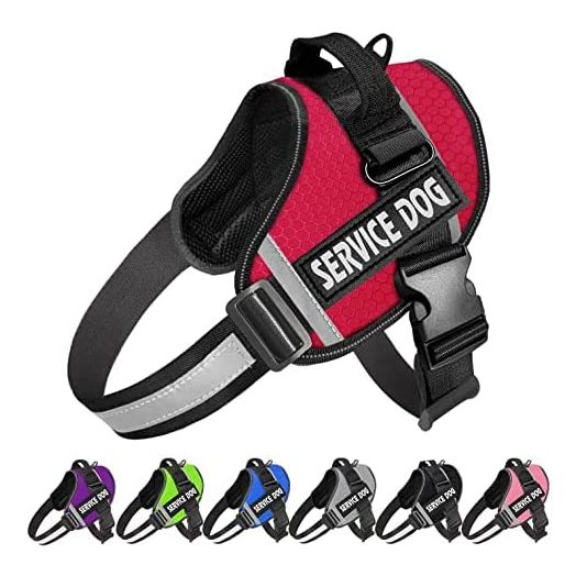 JSXD Dog Harness,No-Pull Service Dog Harness with Handle Adjustable Outdoor Pet Dog Vest 3M Reflective Nylon Material Vest for Breeds,Easy Control for Small Medium Large Dogs