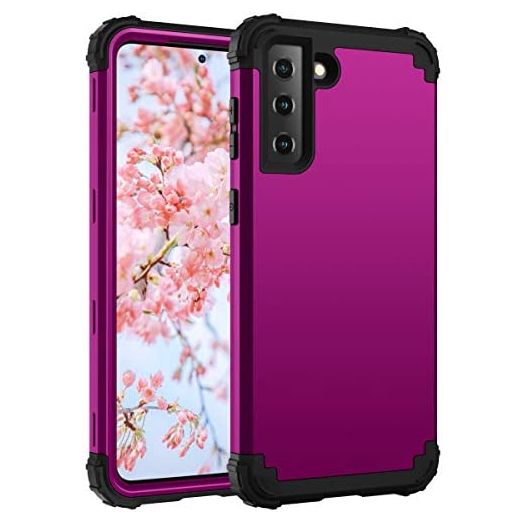 Meifei Samsung S21 5G Case, Samsung Galaxy S21 5G Case 3 Layer Hybrid Hard PC Soft Silicone Heavy Duty Rugged Bumper Shockproof Full-Body Protective Phone Cover for Samsung Galaxy S21 5G 6.2", Purple