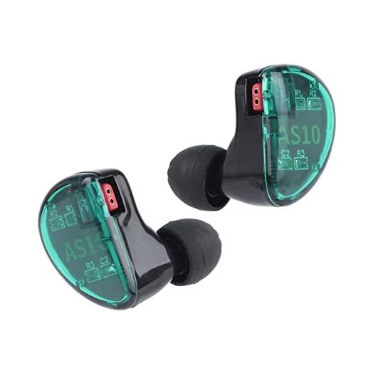 LINSOUL KZ AS10 5BA HiFi Stereo in-Ear Earphone High Resolution Earbud Headphone 0.75mm 2 pin Cable, Five Balanced Armature Drivers, Noise Cancelling (Mic, Cyan)