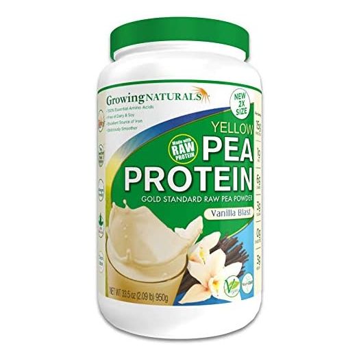 Growing Naturals Plant Based Protein, Vanilla Raw Pea Protein Powder