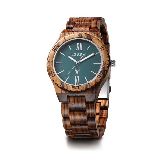 LeeEv Wooden Wristwatch, Mens Wood Watch for Men Handcrafted Zebra Sandal Wood Vintage Wooden Watches Mens Gifts