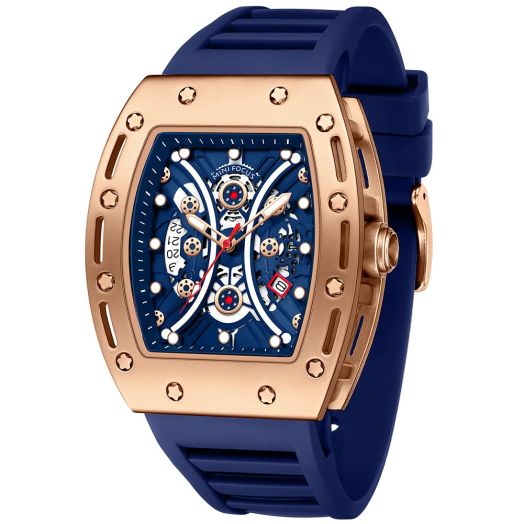 MF MINI FOCUS Watch for Men Wristwatch Fashion Hollow Big Dial Luminous Waterproof Sport Analog Quartz Business Mens Watches Blue Silicon Strap Dress Watch