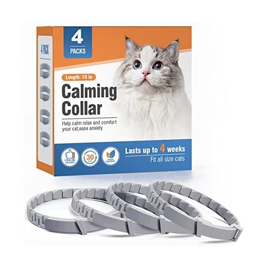 4 Packs Cat Calming Collar for Cats Pheromone Collar Efficient Relieve Reduce Anxiety Stress Pheromones Calm Relaxing Comfortable Collars Long-Lasting 30 Days Adjustable Breakaway Design Gray