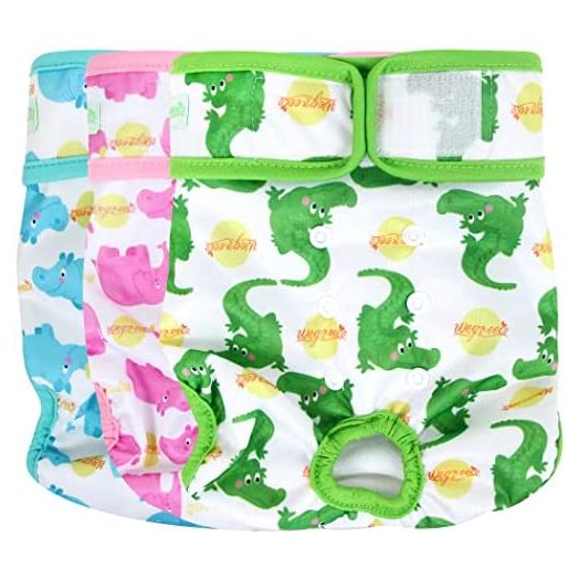 wegreeco Luxury Washable Reusable Dog Diapers (Stylish Pattern) - Durable Female Dog Diapers, Doggie Diapers, 3 Pack (Fancy, Extra Large)