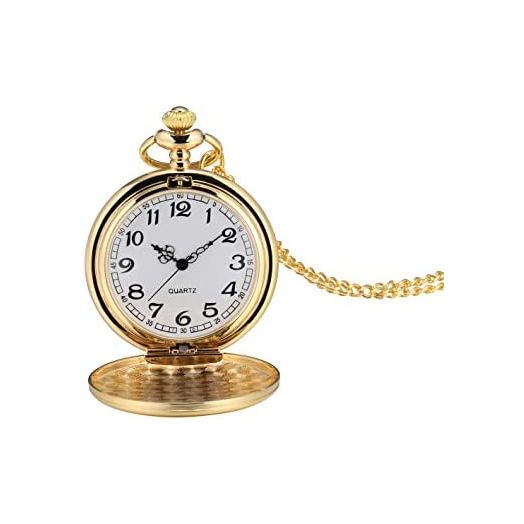 I-MART Smooth Vintage Pocket Watch with Chain (Gold)