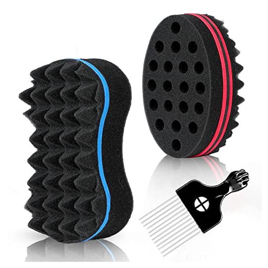 Supaze 3Pcs Hair Sponge Set, Curl Brush Sponge for Hair Men Women, Twist Sponge for Afro Curls with 9.2 Inch