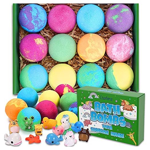 Bath Bombs for Kids with Surprise Inside for Girls Boys Suprise 12 Gift Set, Kids Safe Bubble Bath Fizzies Vegan Essential Oil Spa Fizz Balls Kit
