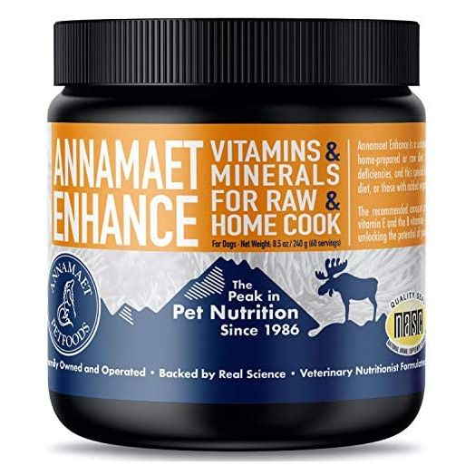 Annamaet Enhance Vitamin and Mineral Supplement for Raw and Home Cook Meals for Dogs, 8.5-oz jar